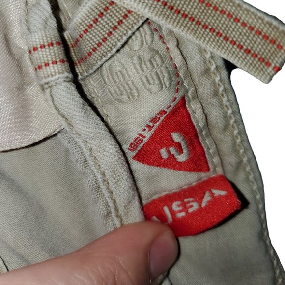 Retro Y2K Guess Jeans Cargo Pants Womens 32 Khaki Flare-Leg Baggy Drawstring - Picture 9 of 10